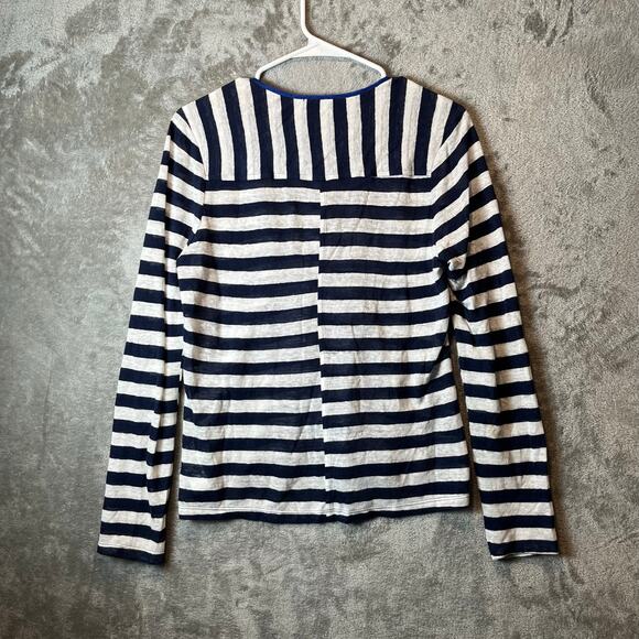 Frame Nautical Striped 100% Linen Henley Top Size Small Worn on Young and Hungry - Picture 3 of 8